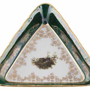 Салатник 16 см Зеленая Царская Охота треуг Royal Czech Porcelain 2