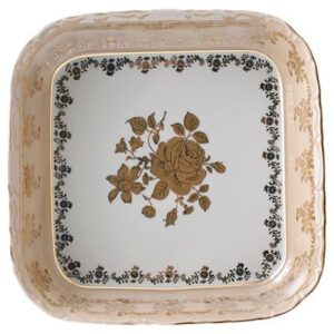 Салатник 25 см Золотая медовая роза квад Royal Czech Porcelain 2