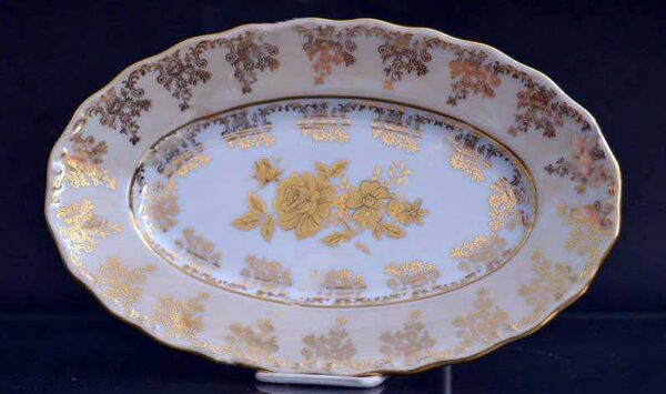 Селедочница 22 см Медовая Золотая Роза AL Royal Czech Porcelain 2