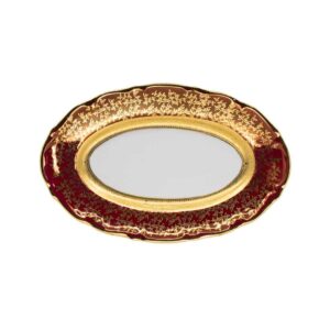 Селедочница 24 см Красный Лист Золотая Лента МТ Royal Czech Porcelain 2