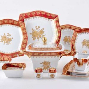 Столовый сервиз Царская Красная Охота 6/26 MS Royal Czech Porcelain 2