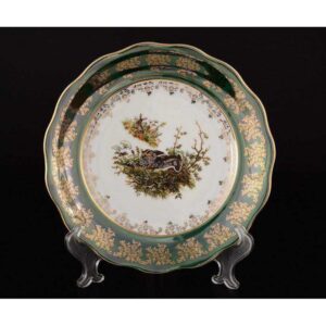 Суповая тарелка 23 см Царская Зеленая Охота FR Royal Czech Porcelain 2