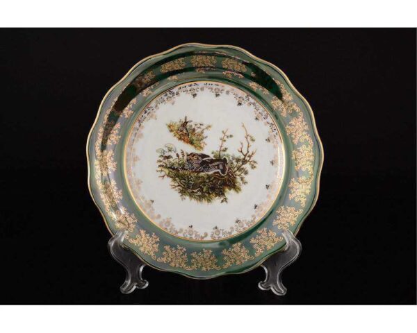 Суповая тарелка 24 см Царская Зеленая Охота AL Royal Czech Porcelain 2