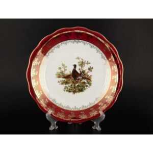 Суповая тарелка 24 см Красная Царская Охота МТ Royal Czech Porcelain 2