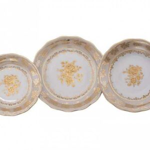 Суповая тарелка 24 см Медовая Золотая Роза AL Royal Czech Porcelain 2