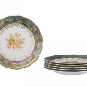 Суповая тарелка 24 см Зеленая Золотая Роза MT Royal Czech Porcelain 2