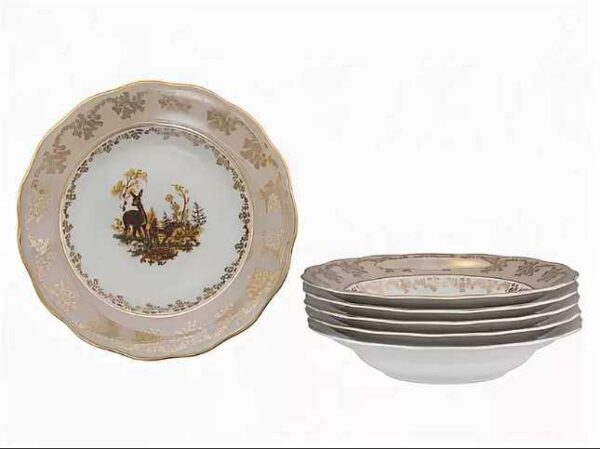 Суповая тарелка Царская Медовая Охота AL Royal Czech Porcelain 2