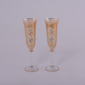 Свадебный набор бокалов для для шампанского Анжелика золотой смальт Богемия 302 2