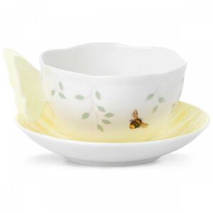 Чашка чайная с блюдцем Lenox Бабочки на лугу 240мл фигурная ручка жёлтая 1