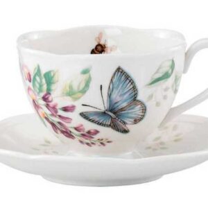 Чашка чайная с блюдцем Lenox Бабочки на лугу 240мл синяя 1