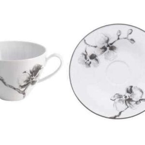 Чашка чайная с блюдцем Michael Aram Чёрная орхидея 7см MAR314003 314004 2
