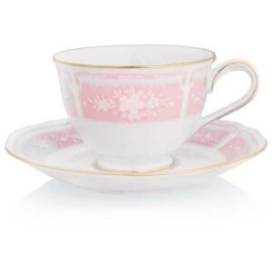 Чашка чайная с блюдцем Noritake Цветы гревиллеи 240мл розовый золототводка 1