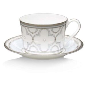 Чашка чайная с блюдцем Noritake Трефолио платиновый кант 250мл NOR4957-402 4957-403 2