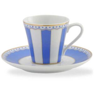 Чашка кофейная с блюдцем Noritake Карнавал 90мл голубая полоска п к 1