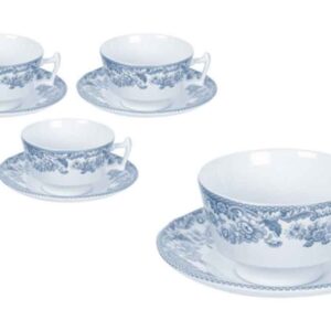Набор из 4 чашек чайных с блюдцем 200мл Деламер сельские мотивы голубых Spode SPD-DLL1138 2