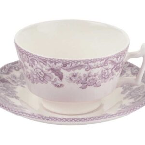Набор из 4 чашек чайных с блюдцем 200мл Деламер сельские мотивы розовых Spode 1