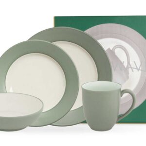 Наборы посуды с подарком Noritake Цветная волна зелёный широкий борт 4пр