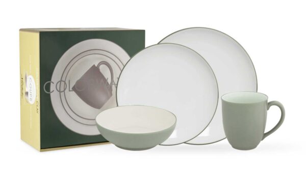 Наборы посуды с подарком Noritake Цветная волна зелёный тонкий борт 4пр
