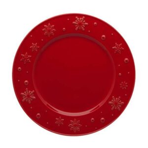 Тарелка обеденная Bordallo Pinheiro Снежинки 28см красная 1