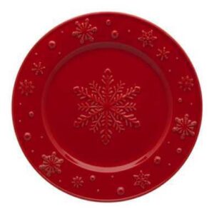 Тарелка закусочная Bordallo Pinheiro Снежинки 22см красная 1