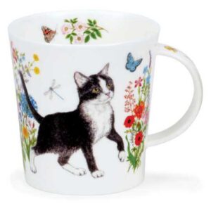 Кружка Dunoon Черно-белый кот и цветы Ломонд 320мл 2