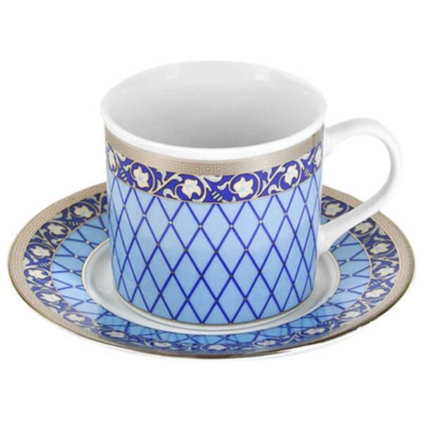 Чашка с блюдцем Thun Cairo Сетка на синем платина 170 млx135 см2
