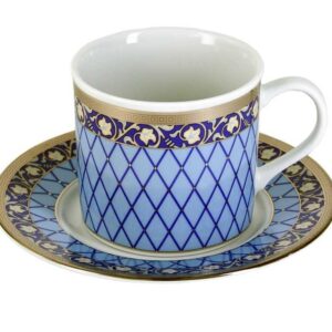 Чашка с блюдцем Thun Cairo Сетка на синем платина 250 млx155 см 2