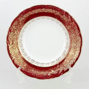 Набор глубоких тарелок Карлсбад Лист красный 24см 2
