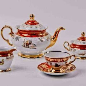 Сервиз чайный Bavarian Porcelain Охота красный 200 мл 15пр 2