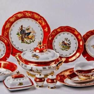 Сервиз столовый Bavarian Porcelain Охота красный 26пр 25 2