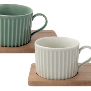 Набор из 2-х чашек для чая Easy Life Время отдыха зелёная и светло-серая 0,25 л 2