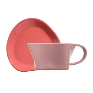 Чашка чайная Kutahya Skallop светло розовый 200 мл и блюдце 2