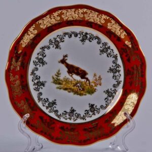 Набор тарелок Bavarian Porcelain Охота красная 17 см 6 шт 2