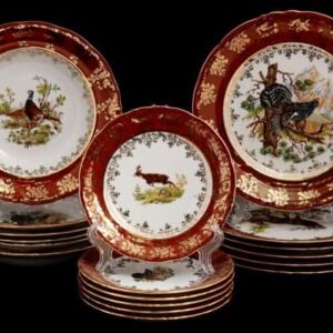 Набор тарелок Bavarian Porcelain Охота красная 18 шт 2