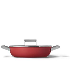 Сковорода глубокая Smeg с двумя ручками и крышкой 28 см красная 2