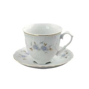 Кофейная чашка Cmielow Rococo Голубые цветы отводка золото 100 мл 2