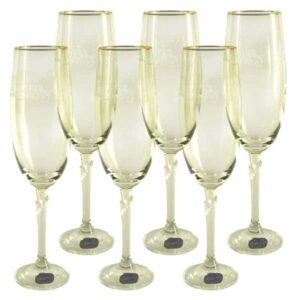 Набор бокалов для шампанского Crystalex Бриджита отводка золото 190 мл 2