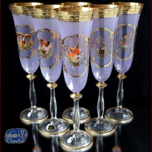 Фужеры для шампанского Bohemia Crystal Царская Охота Розовая посудочка