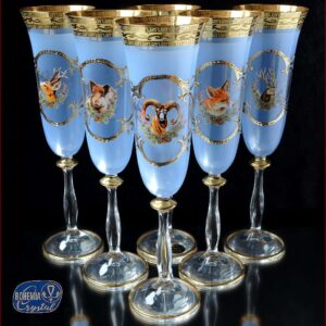 Фужеры для шампанского Bohemia Crystal Царская Охота Синяя посудочка