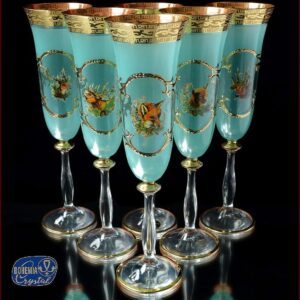 Фужеры для шампанского Bohemia Crystal Царская Охота Зеленая посудочка