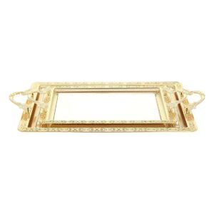 Набор подносов прямоугольных Paci Dalgic 2 шт золотой с зеркалом посудочка