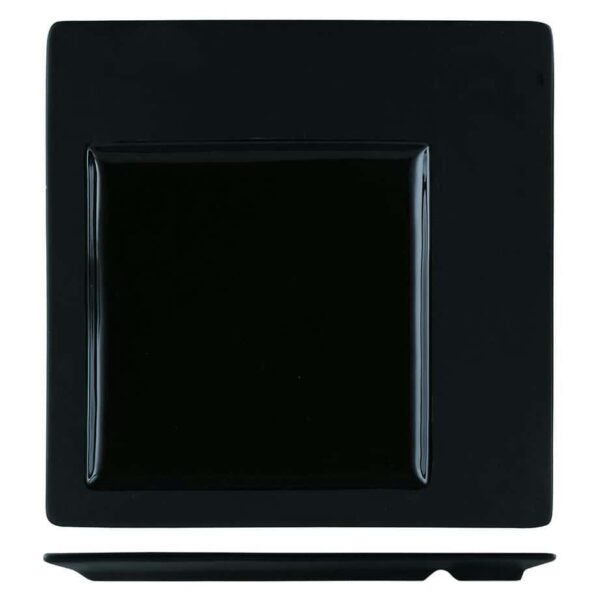 Тарелка квадрат P L Proff Cuisine 30.7x30.7 см смещенное дно черная 2